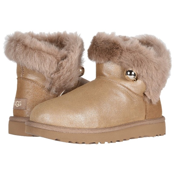 UGG Shoes - New UGG Classic Fluff Pin Mini Boot, Antique Pearl